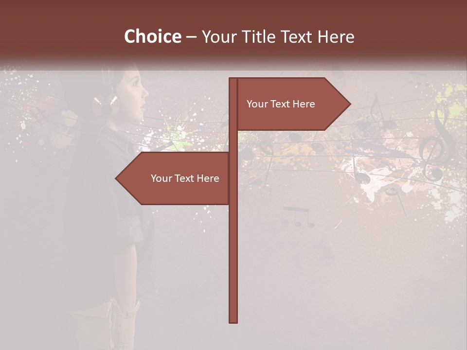 A Young Boy Listening To Music With Headphones On PowerPoint Template