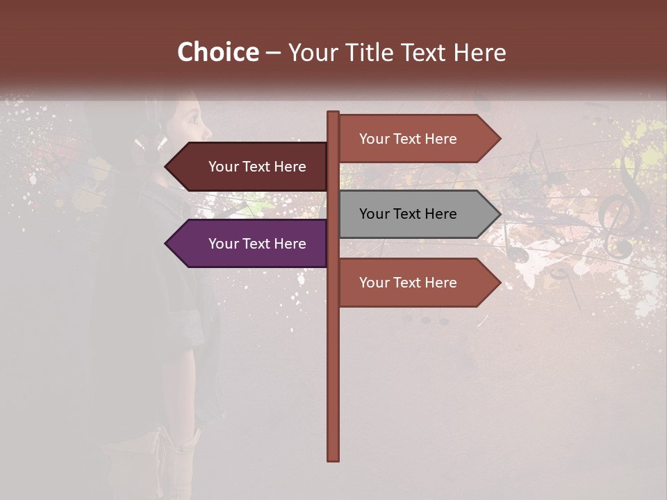 A Young Boy Listening To Music With Headphones On PowerPoint Template