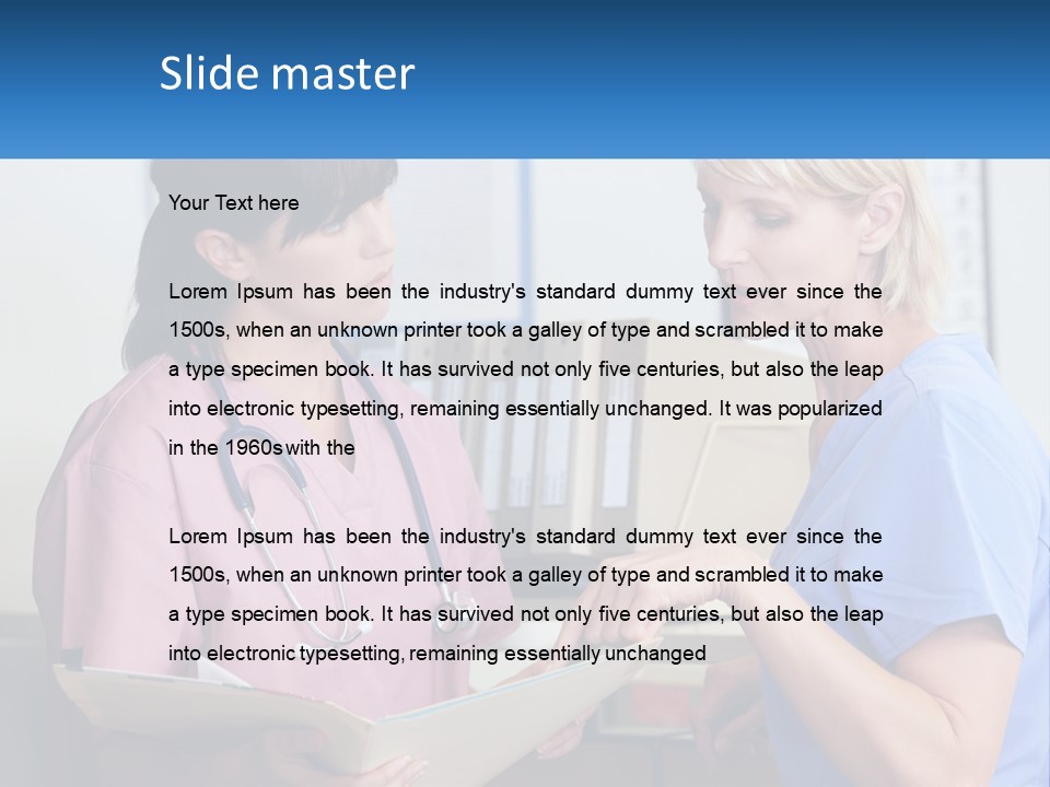 A Nurse And A Nurse Looking At A Clipboard PowerPoint Template