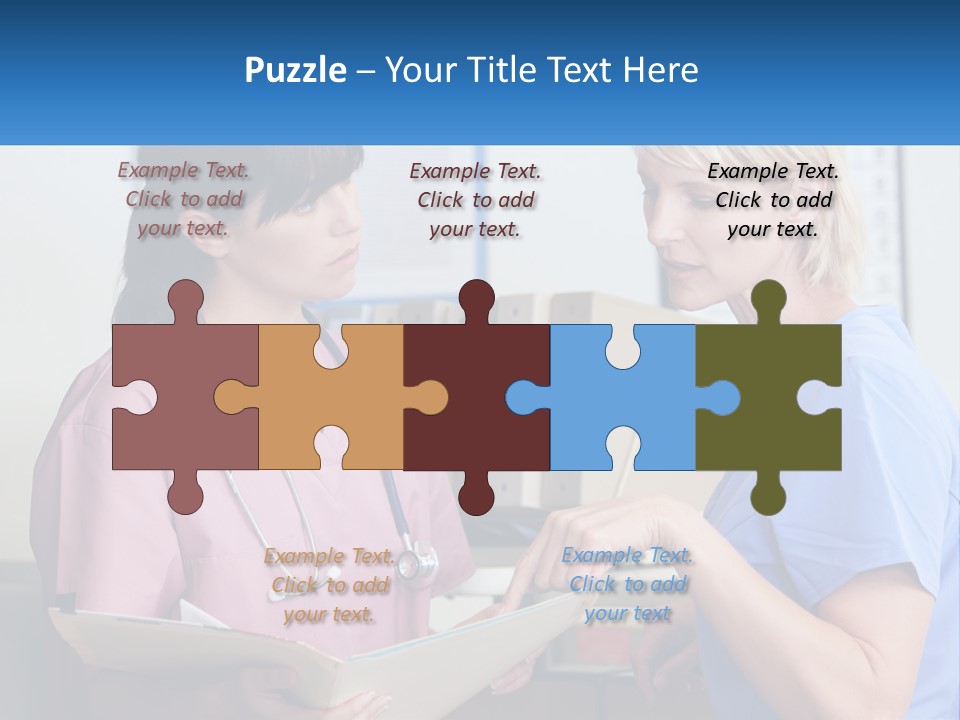 A Nurse And A Nurse Looking At A Clipboard PowerPoint Template