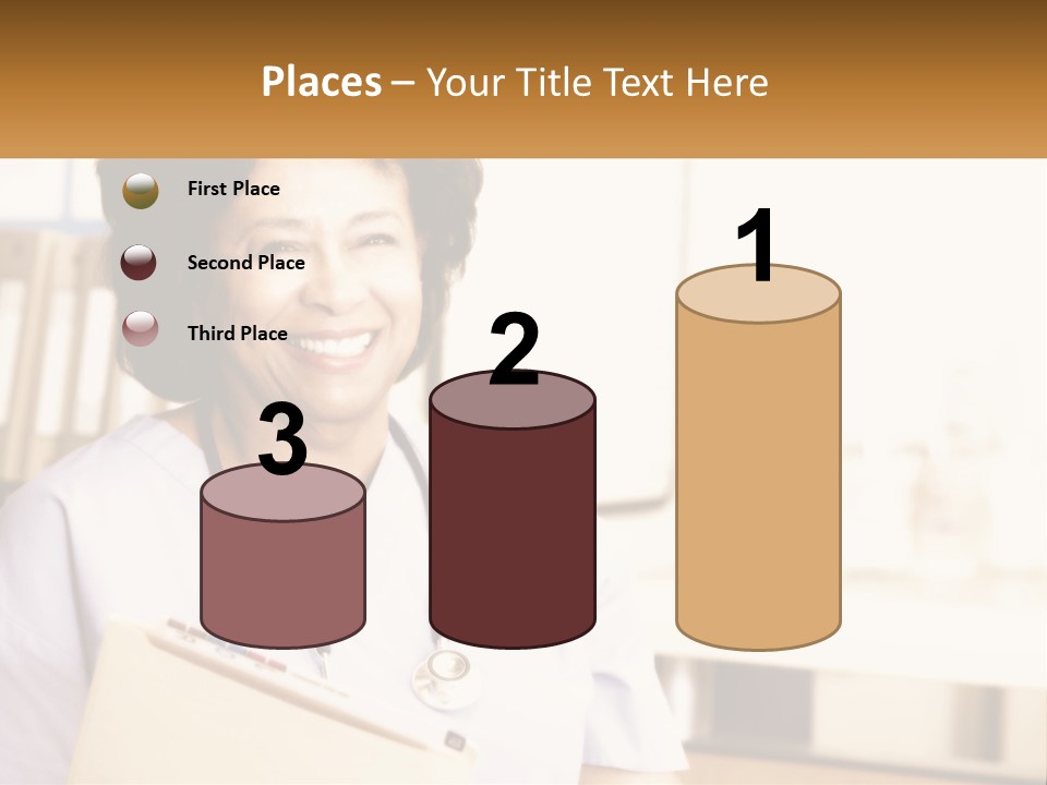 A Woman In Scrubs Is Holding A Clipboard PowerPoint Template