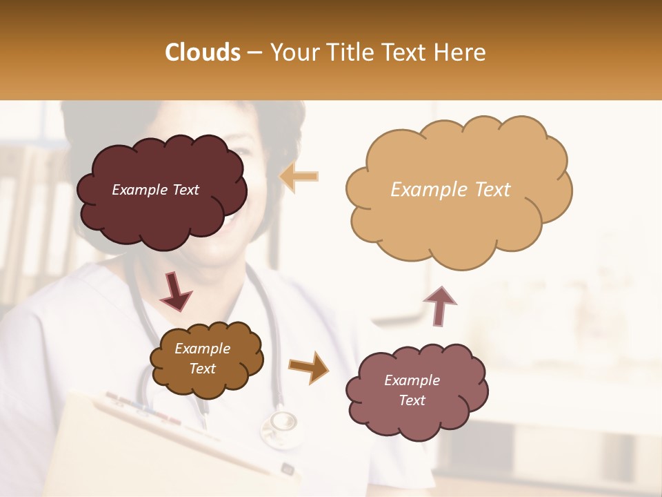 A Woman In Scrubs Is Holding A Clipboard PowerPoint Template