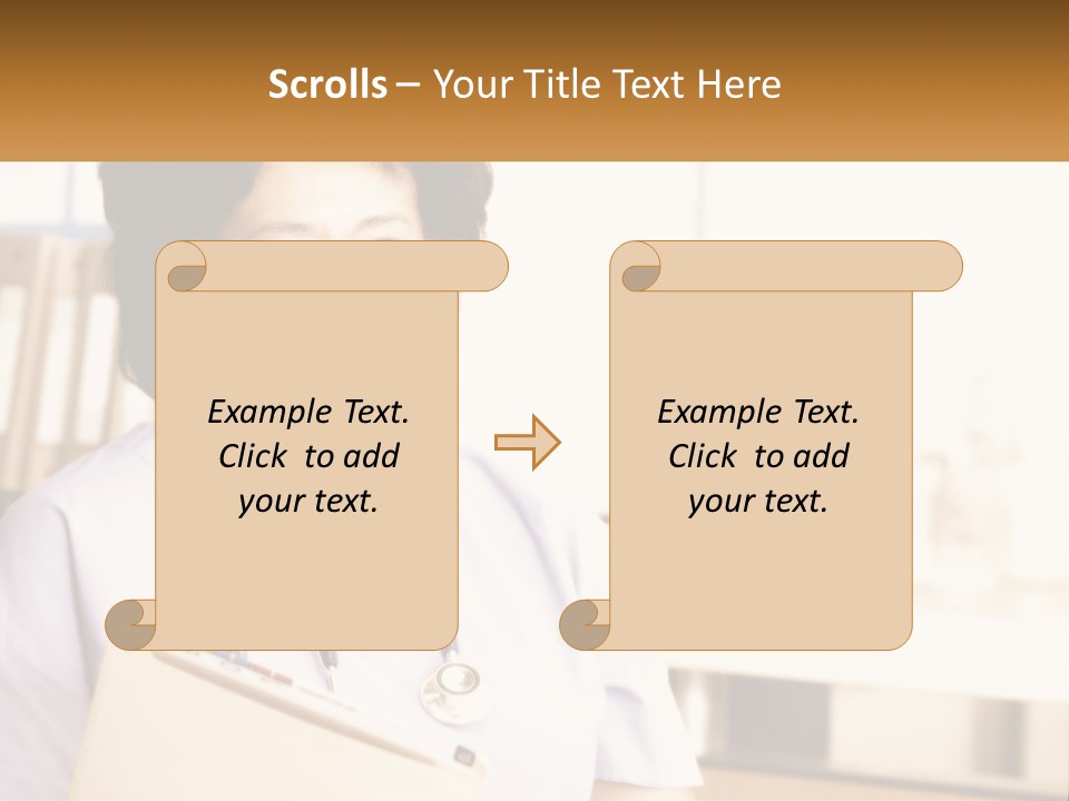 A Woman In Scrubs Is Holding A Clipboard PowerPoint Template