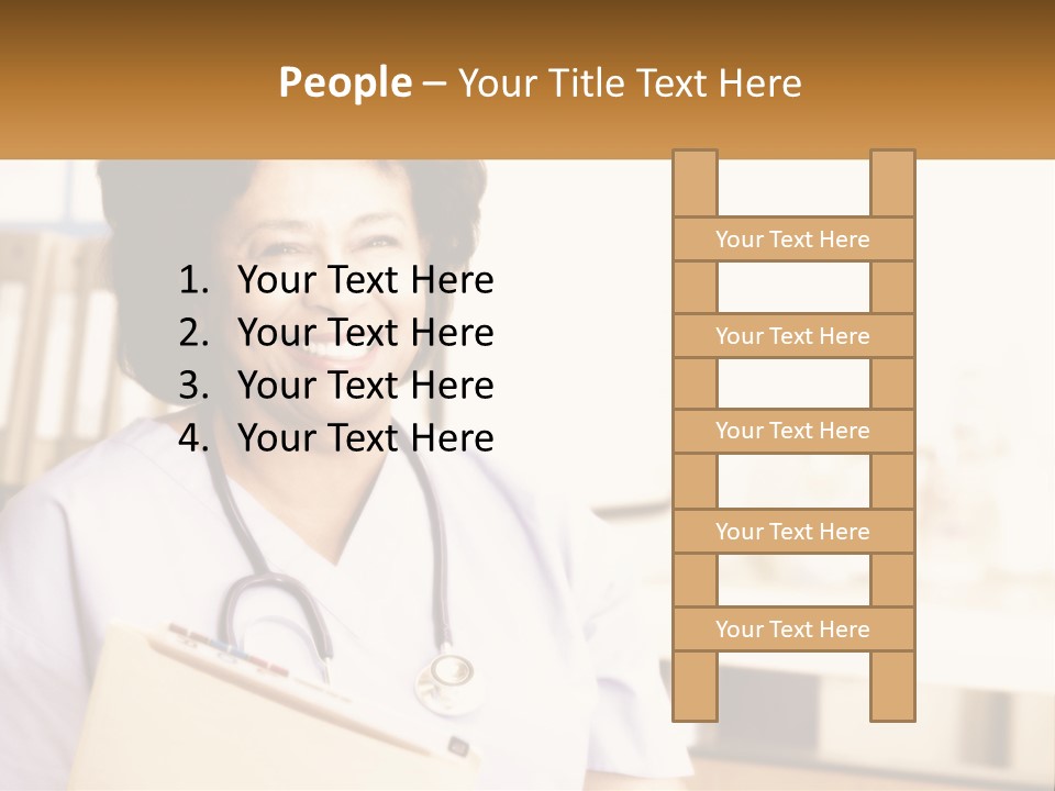 A Woman In Scrubs Is Holding A Clipboard PowerPoint Template