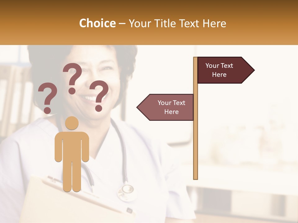 A Woman In Scrubs Is Holding A Clipboard PowerPoint Template