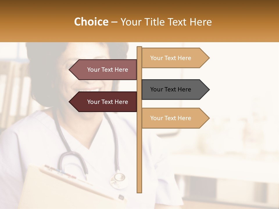 A Woman In Scrubs Is Holding A Clipboard PowerPoint Template