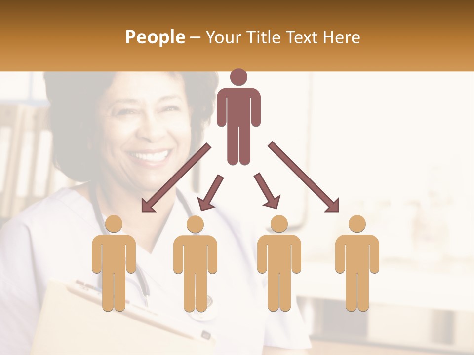 A Woman In Scrubs Is Holding A Clipboard PowerPoint Template
