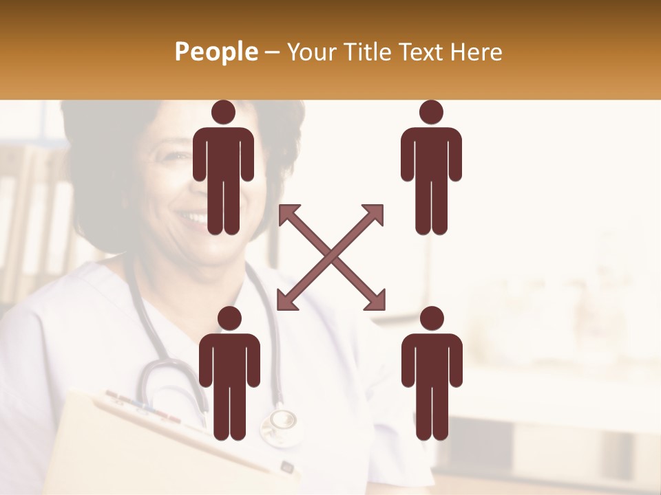 A Woman In Scrubs Is Holding A Clipboard PowerPoint Template