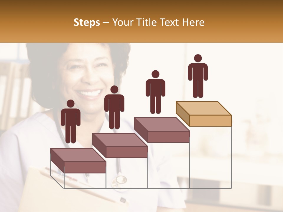 A Woman In Scrubs Is Holding A Clipboard PowerPoint Template