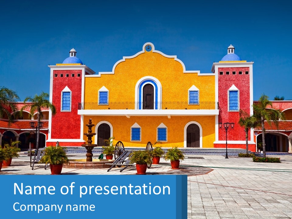A Colorful Building With A Blue Sky In The Background PowerPoint Template