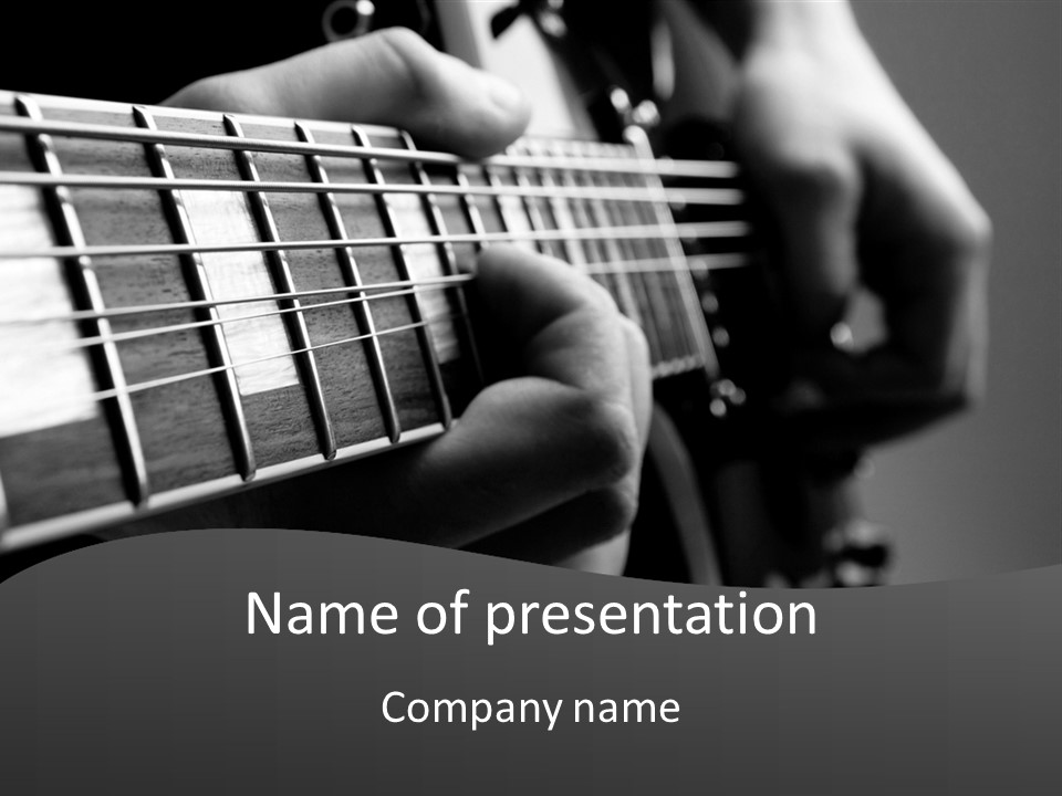 A Person Playing An Electric Guitar In Black And White PowerPoint Template