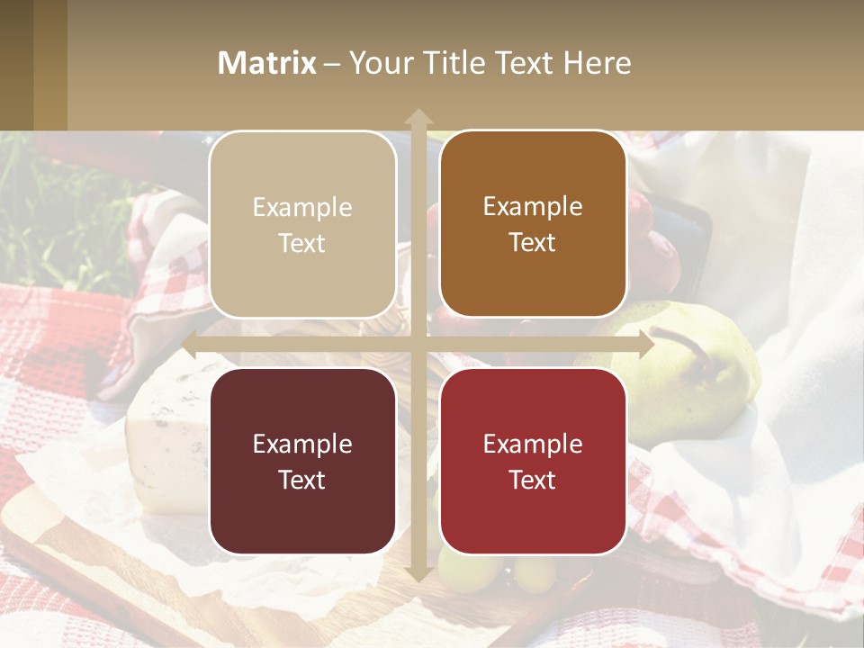 A Picnic Basket Filled With Fruit And Cheese PowerPoint Template