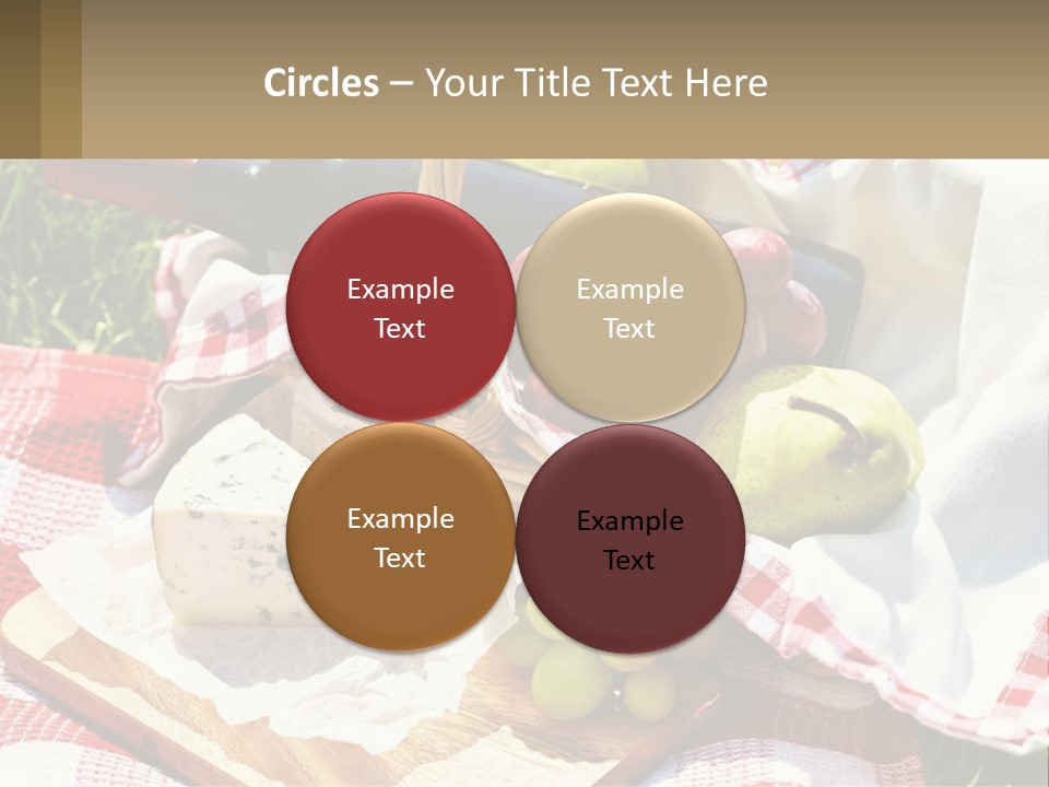 A Picnic Basket Filled With Fruit And Cheese PowerPoint Template