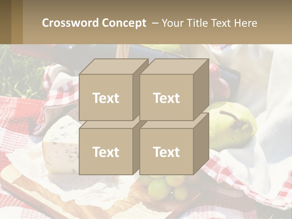 A Picnic Basket Filled With Fruit And Cheese PowerPoint Template