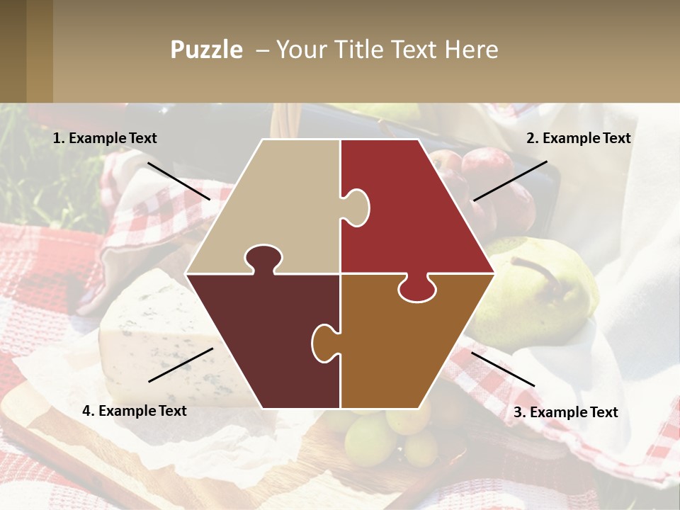 A Picnic Basket Filled With Fruit And Cheese PowerPoint Template