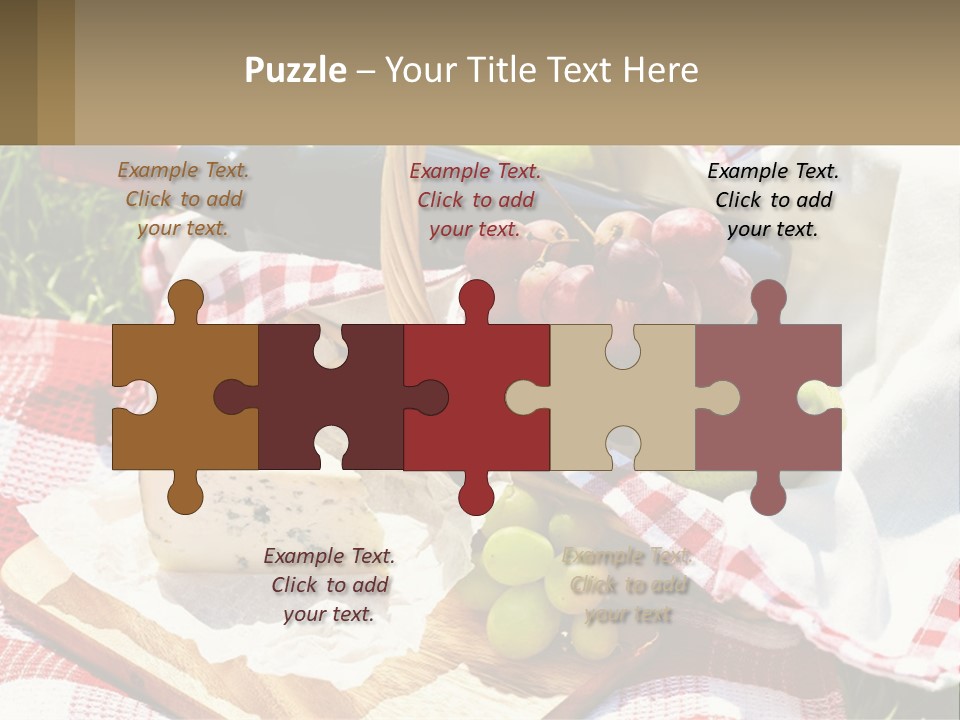 A Picnic Basket Filled With Fruit And Cheese PowerPoint Template