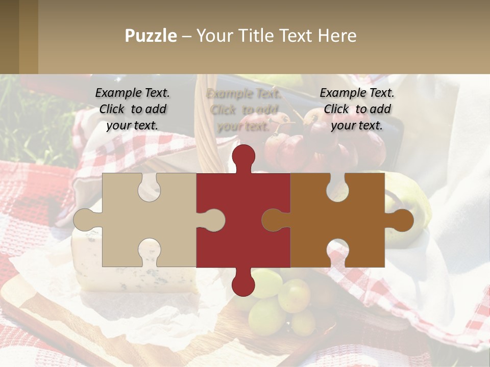 A Picnic Basket Filled With Fruit And Cheese PowerPoint Template