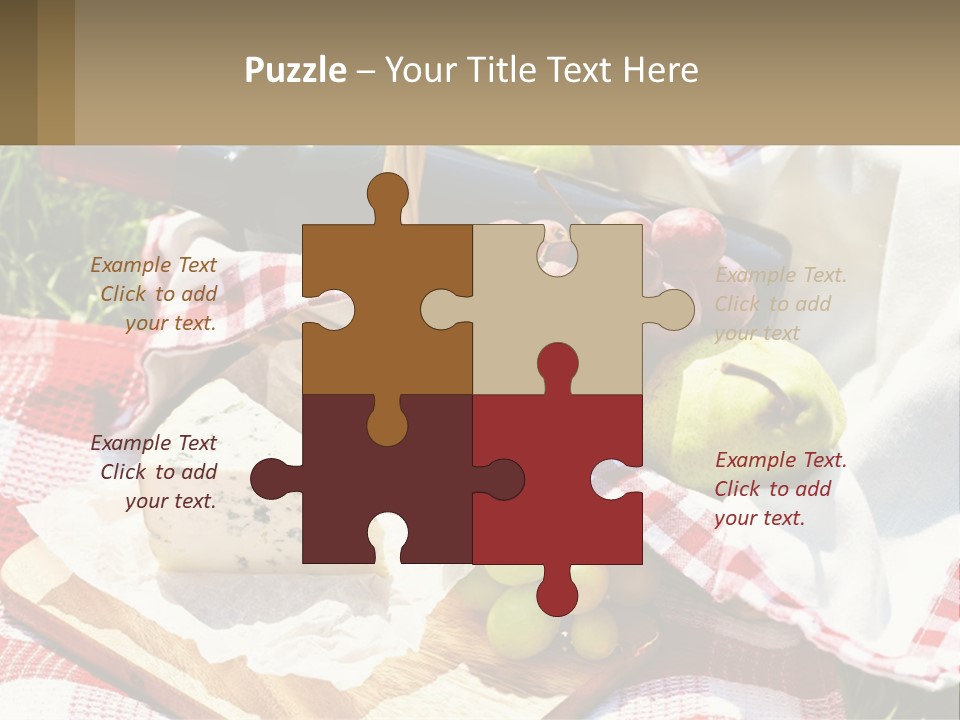 A Picnic Basket Filled With Fruit And Cheese PowerPoint Template