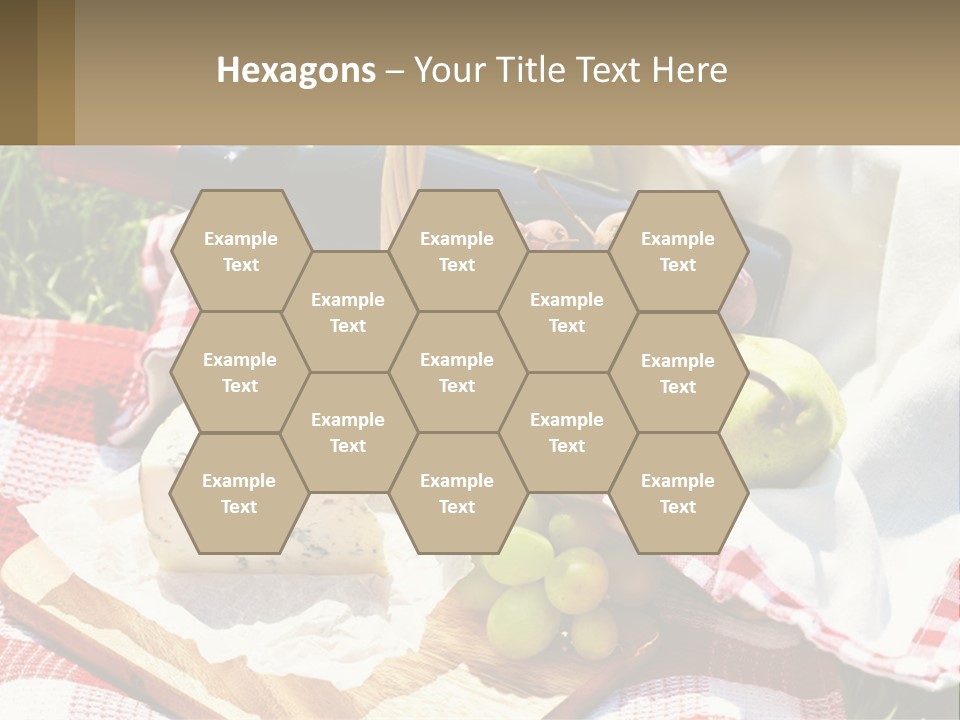 A Picnic Basket Filled With Fruit And Cheese PowerPoint Template