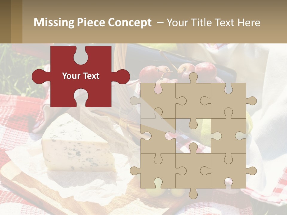 A Picnic Basket Filled With Fruit And Cheese PowerPoint Template