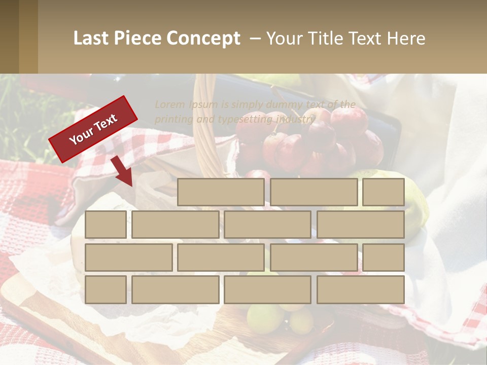 A Picnic Basket Filled With Fruit And Cheese PowerPoint Template