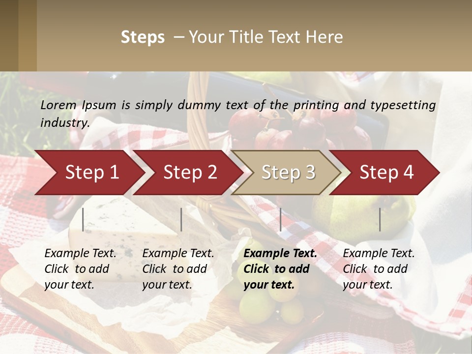A Picnic Basket Filled With Fruit And Cheese PowerPoint Template