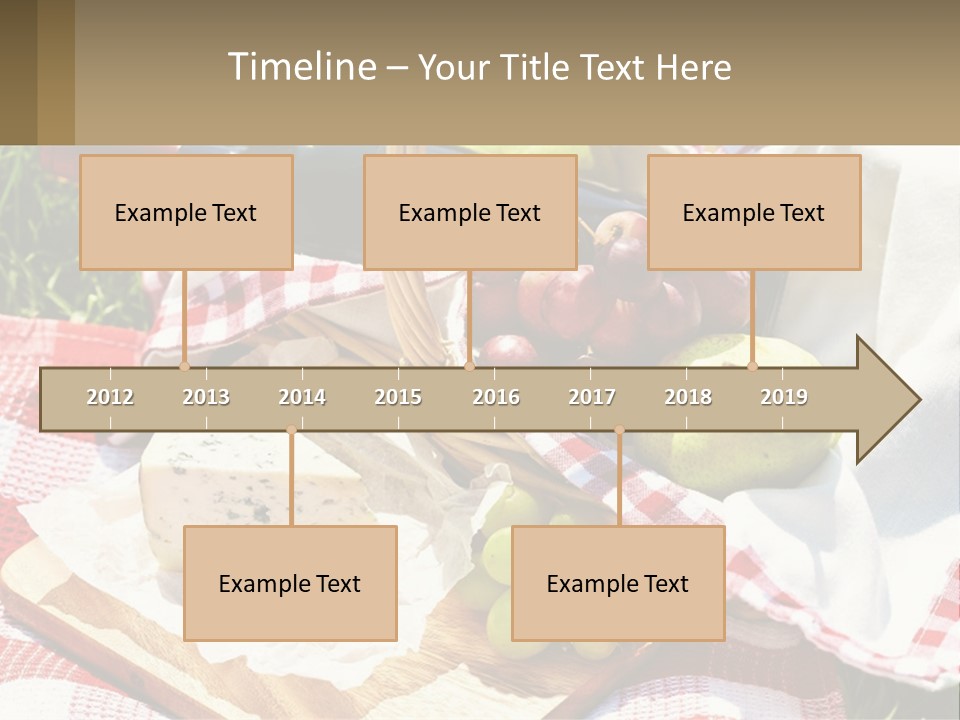 A Picnic Basket Filled With Fruit And Cheese PowerPoint Template
