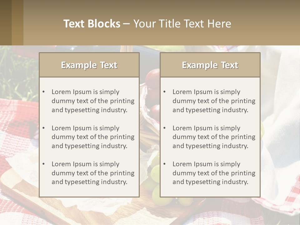 A Picnic Basket Filled With Fruit And Cheese PowerPoint Template
