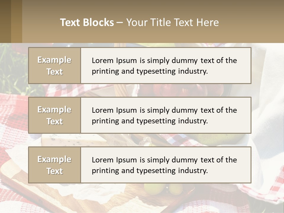 A Picnic Basket Filled With Fruit And Cheese PowerPoint Template