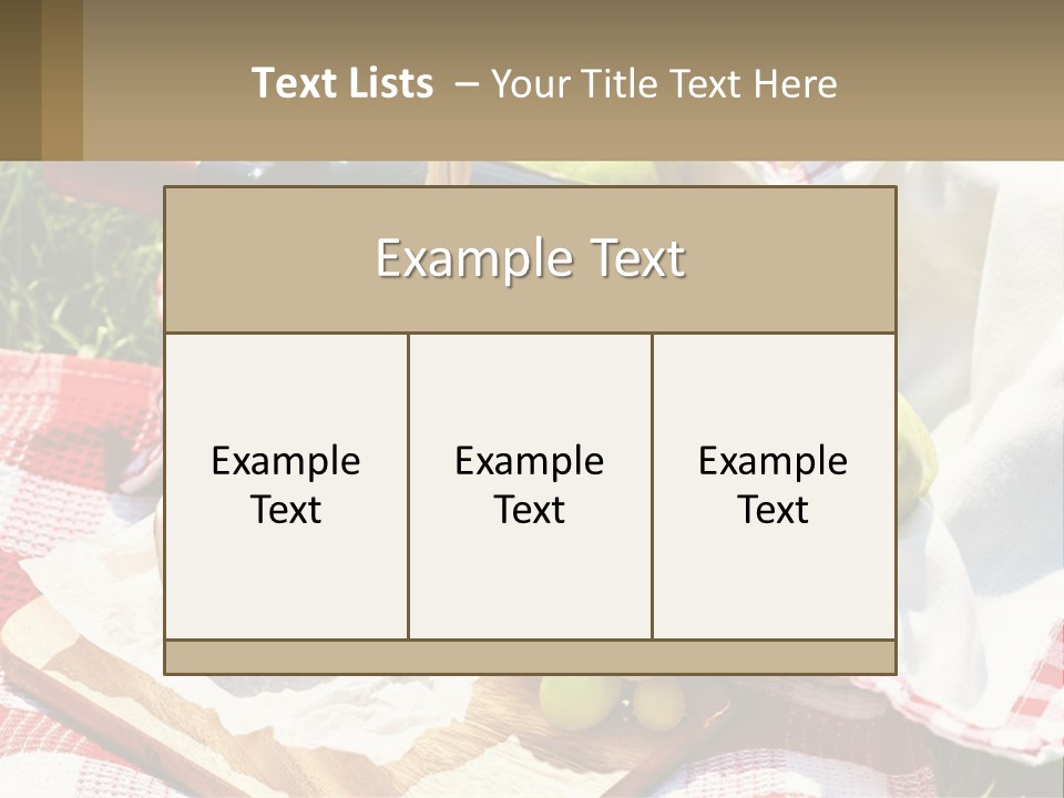 A Picnic Basket Filled With Fruit And Cheese PowerPoint Template