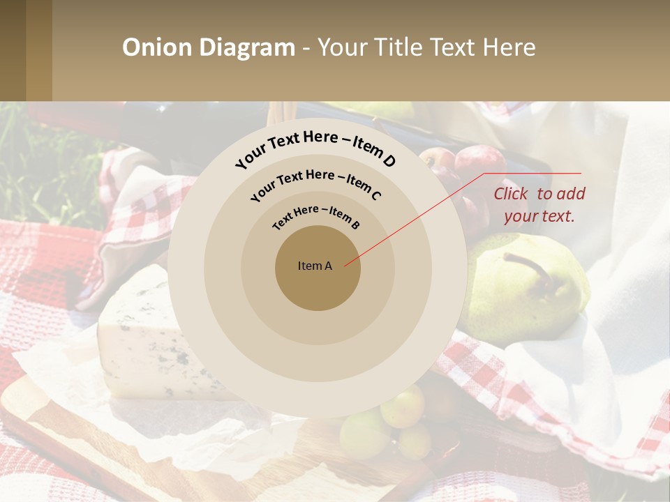 A Picnic Basket Filled With Fruit And Cheese PowerPoint Template