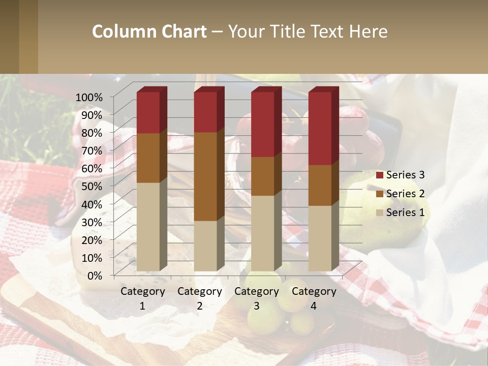 A Picnic Basket Filled With Fruit And Cheese PowerPoint Template