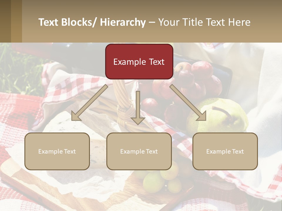 A Picnic Basket Filled With Fruit And Cheese PowerPoint Template