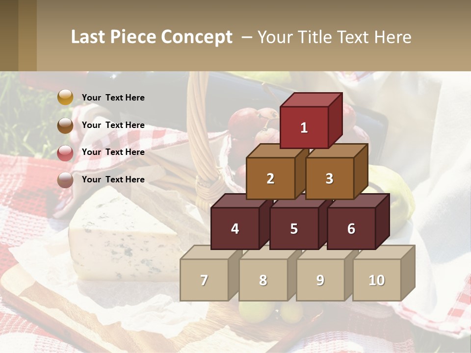 A Picnic Basket Filled With Fruit And Cheese PowerPoint Template