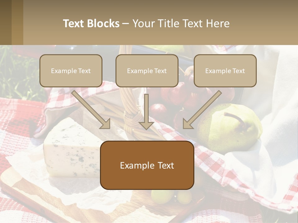 A Picnic Basket Filled With Fruit And Cheese PowerPoint Template