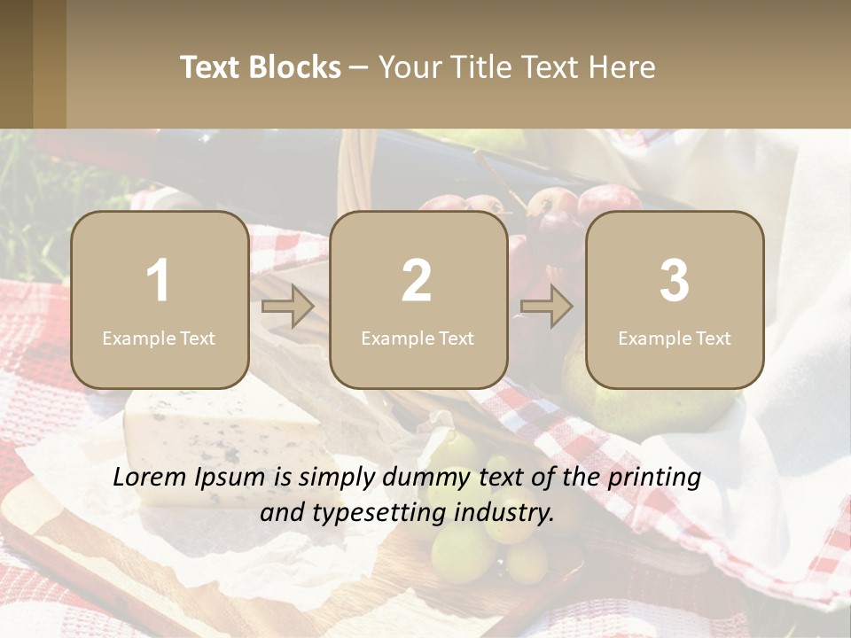 A Picnic Basket Filled With Fruit And Cheese PowerPoint Template