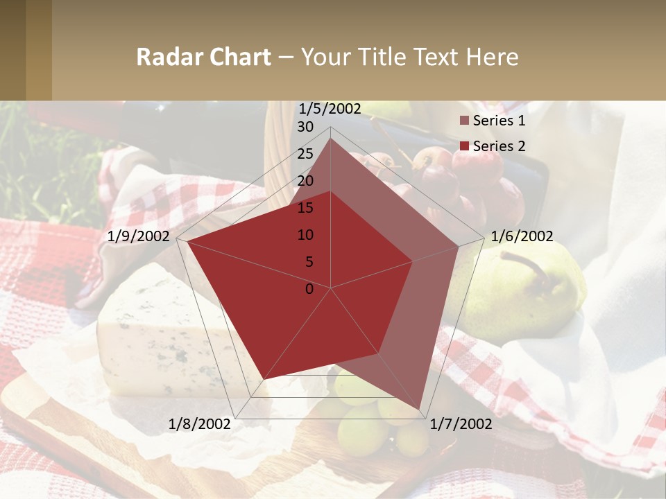 A Picnic Basket Filled With Fruit And Cheese PowerPoint Template