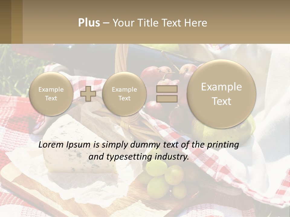 A Picnic Basket Filled With Fruit And Cheese PowerPoint Template