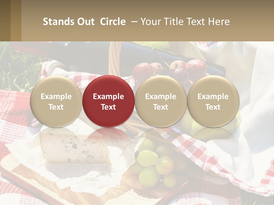 A Picnic Basket Filled With Fruit And Cheese PowerPoint Template