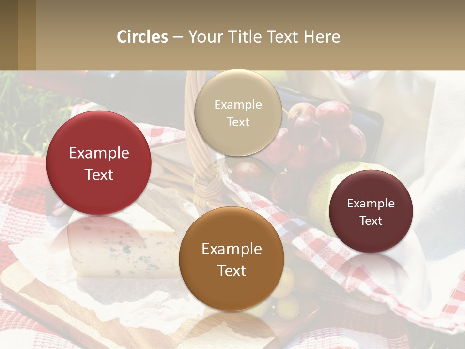 A Picnic Basket Filled With Fruit And Cheese PowerPoint Template