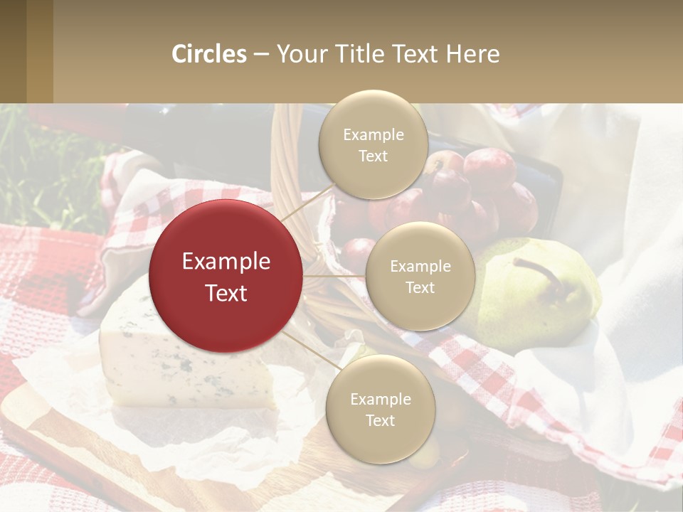 A Picnic Basket Filled With Fruit And Cheese PowerPoint Template