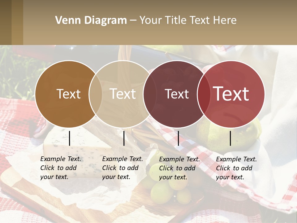 A Picnic Basket Filled With Fruit And Cheese PowerPoint Template