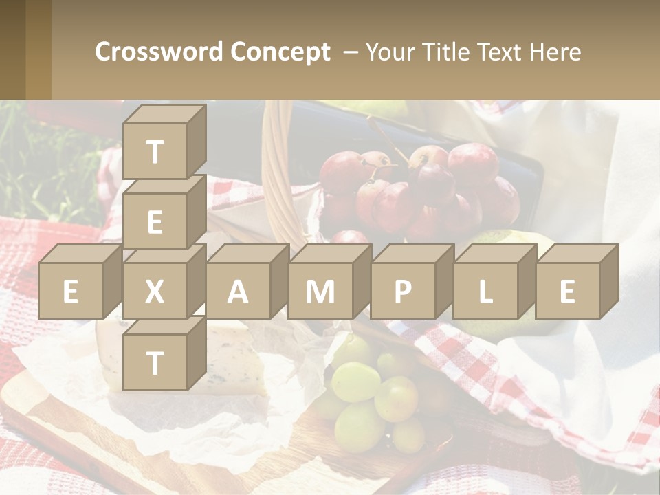 A Picnic Basket Filled With Fruit And Cheese PowerPoint Template