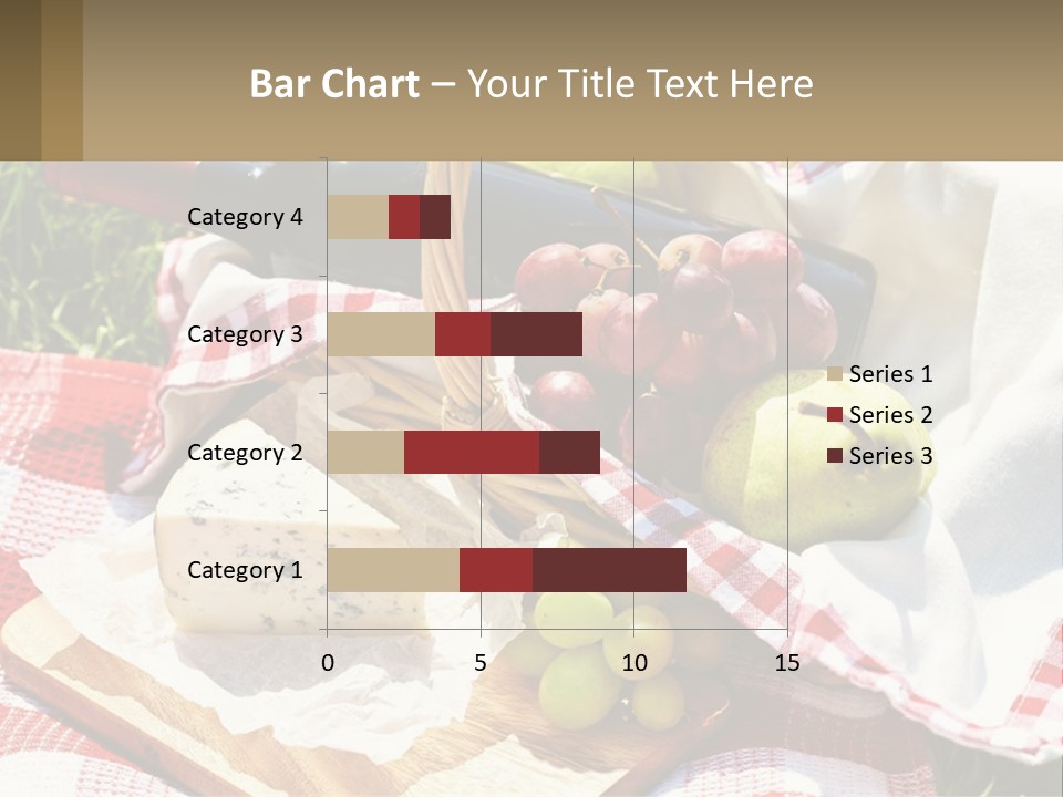 A Picnic Basket Filled With Fruit And Cheese PowerPoint Template