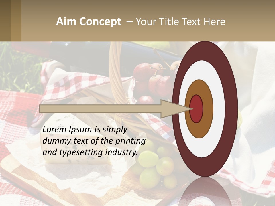 A Picnic Basket Filled With Fruit And Cheese PowerPoint Template