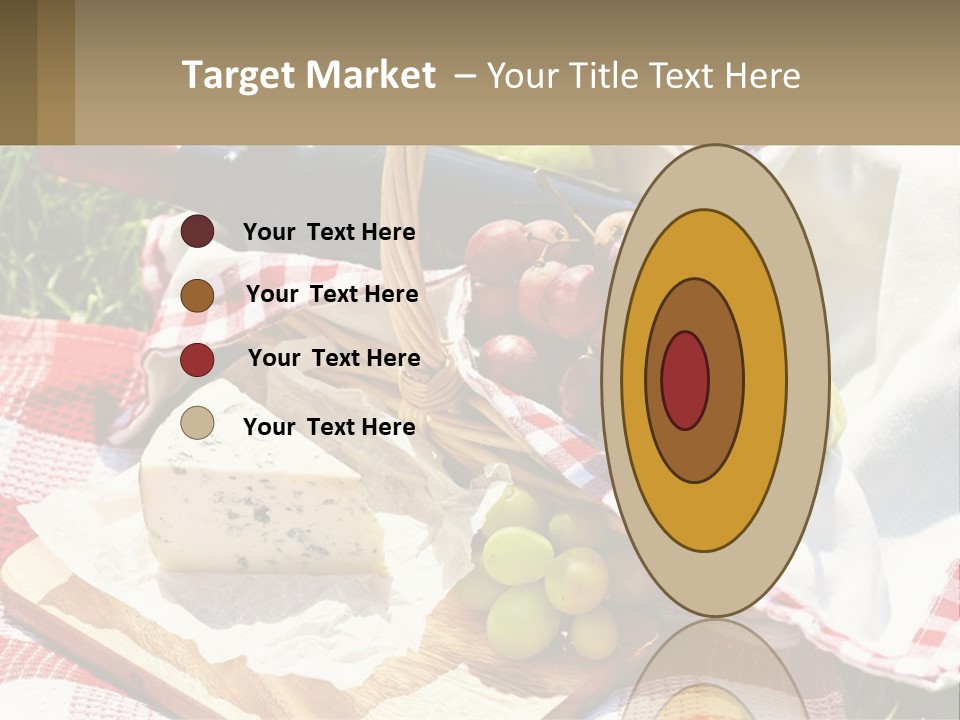 A Picnic Basket Filled With Fruit And Cheese PowerPoint Template