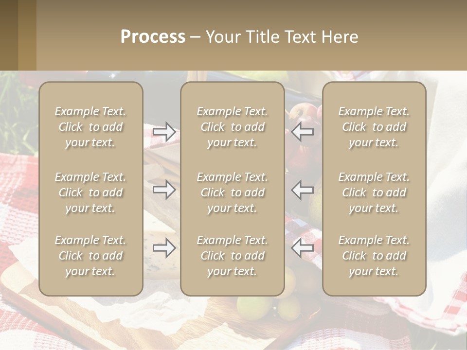 A Picnic Basket Filled With Fruit And Cheese PowerPoint Template