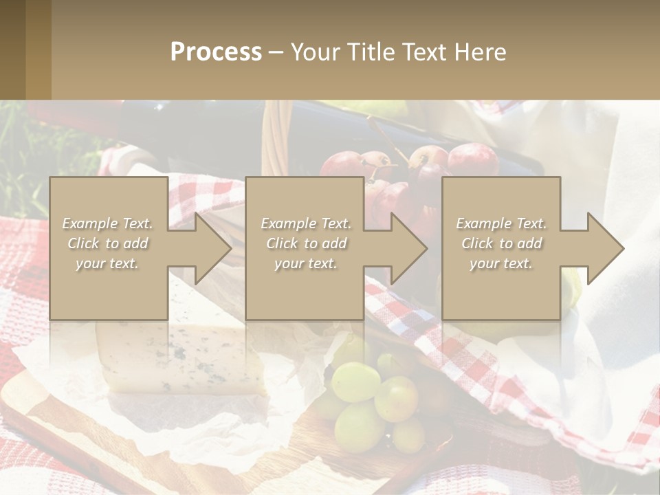 A Picnic Basket Filled With Fruit And Cheese PowerPoint Template