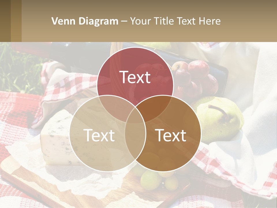 A Picnic Basket Filled With Fruit And Cheese PowerPoint Template