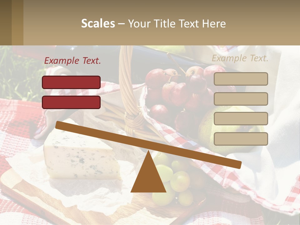 A Picnic Basket Filled With Fruit And Cheese PowerPoint Template
